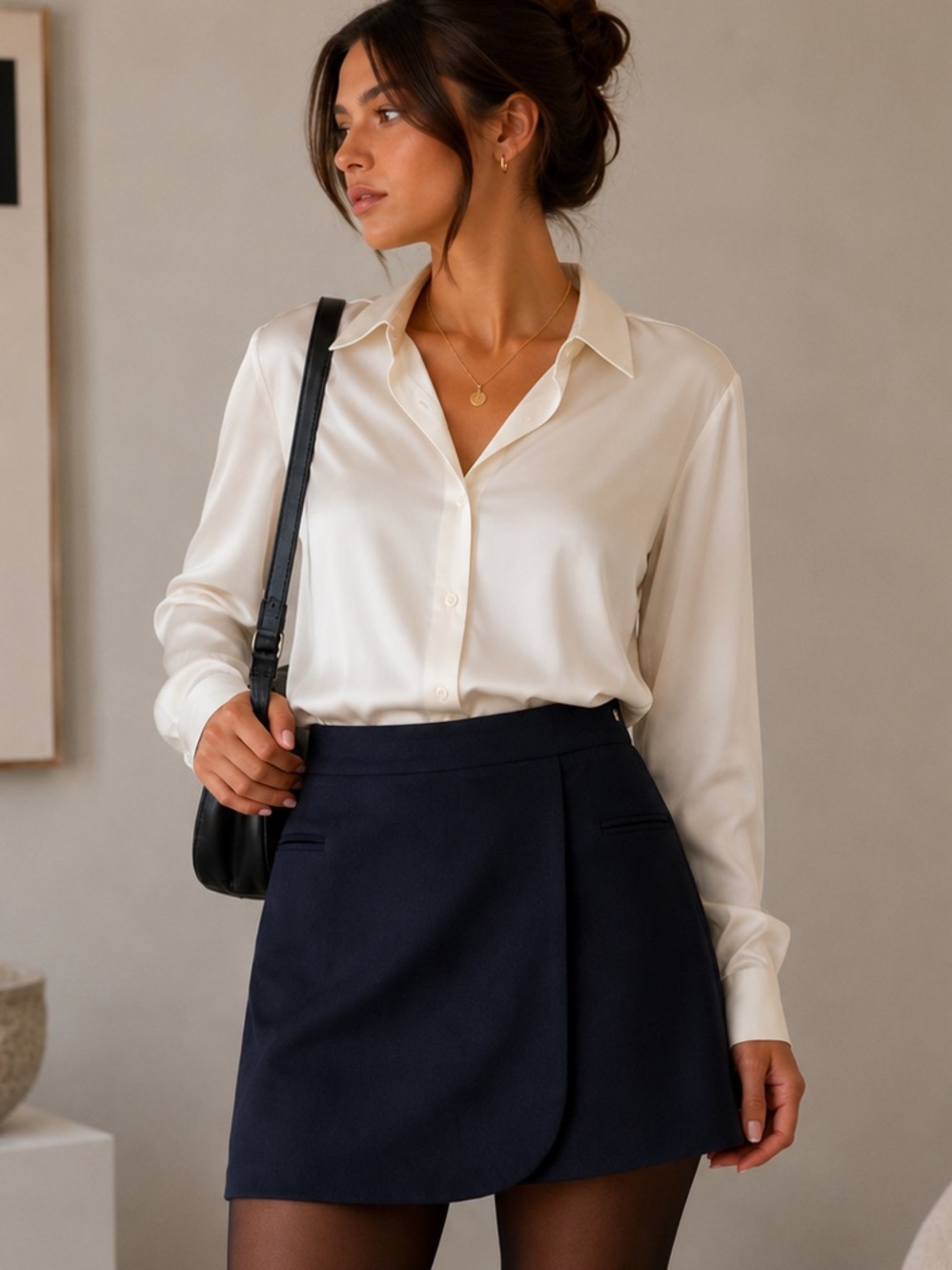 NWT Massimo Dutti Wool Blend Navy Wrap Skort Quiet Luxury Minimalist